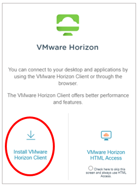 VMWare Horizon Page